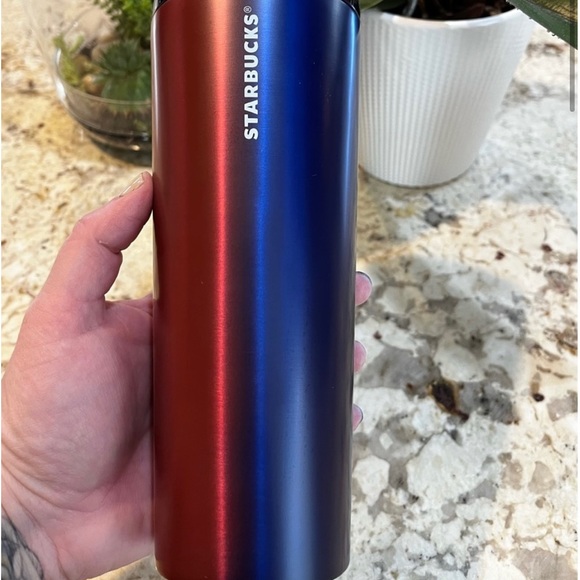 Starbucks Watermelon Cold Brew Cup Blue Gradient Stainless Steel Tumbler 16oz - Picture 3 of 16